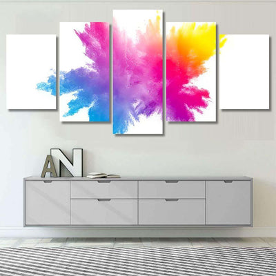 Multi Color Powder Explosion On White Galaxy Sky and Space Multi Piece Panel Canvas Home Decor Housewarming Gift Ideas Poster Canvas Gallery Prints