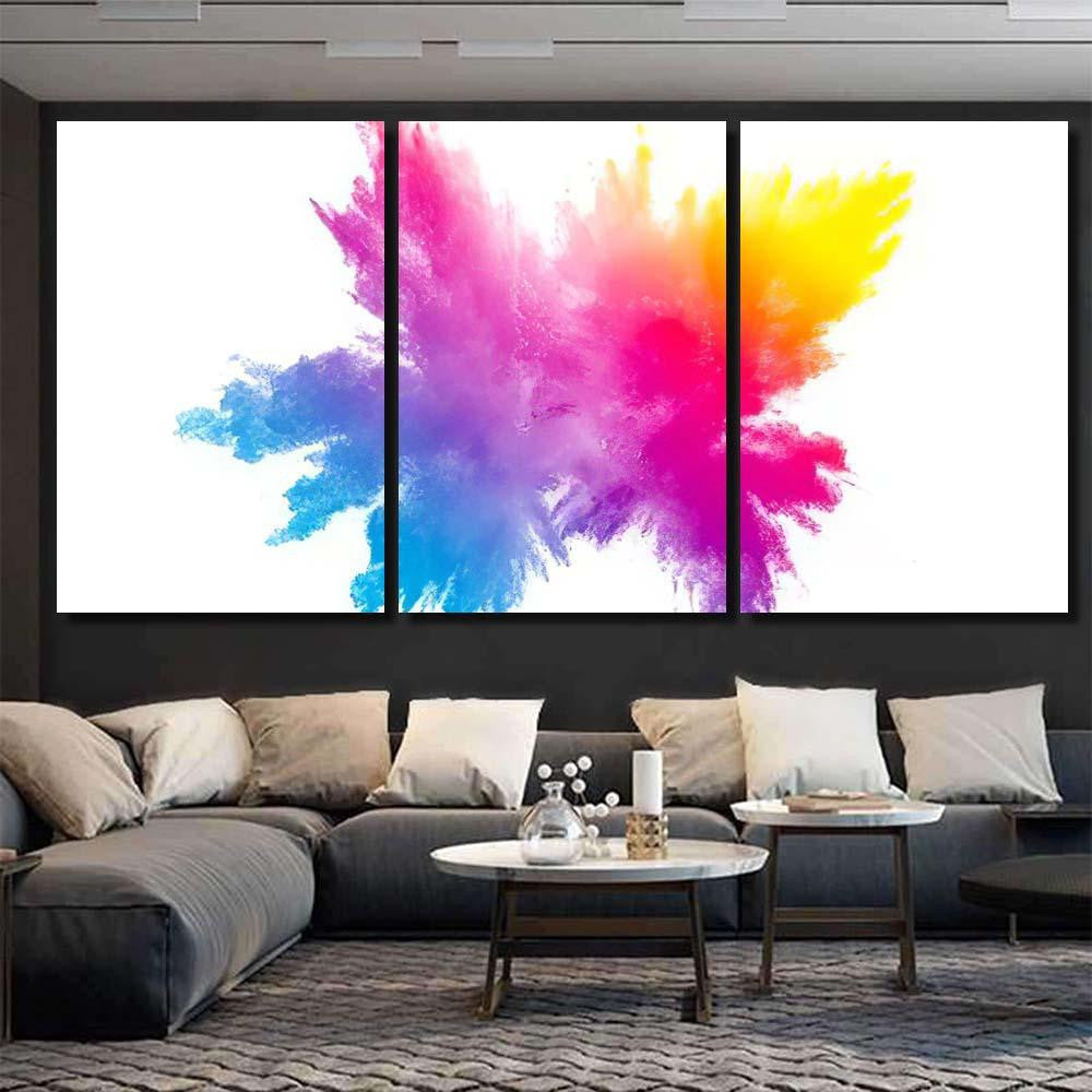 Multi Color Powder Explosion On White Galaxy Sky and Space Multi Piece Panel Canvas Home Decor Housewarming Gift Ideas Poster Canvas Gallery Prints