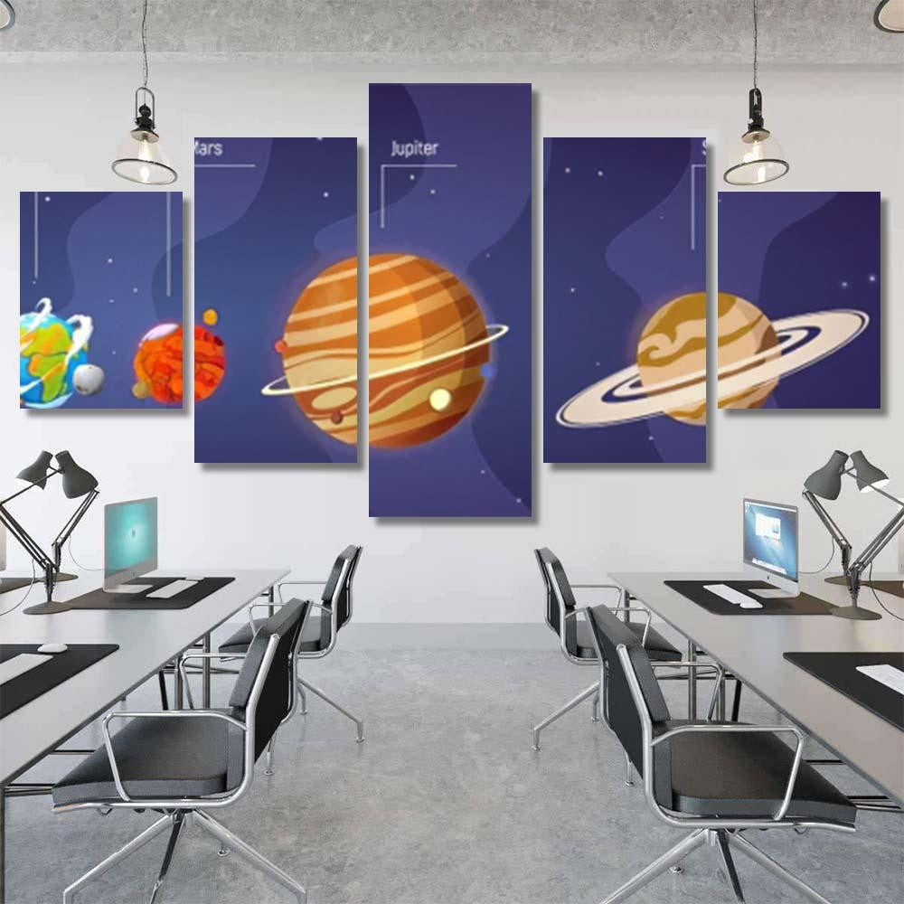 Space Planets Asteroid Moon Fantastic Cosmic Galaxy Sky and Space Multi Piece Panel Canvas Home Decor Housewarming Gift Ideas Poster Canvas Gallery Prints