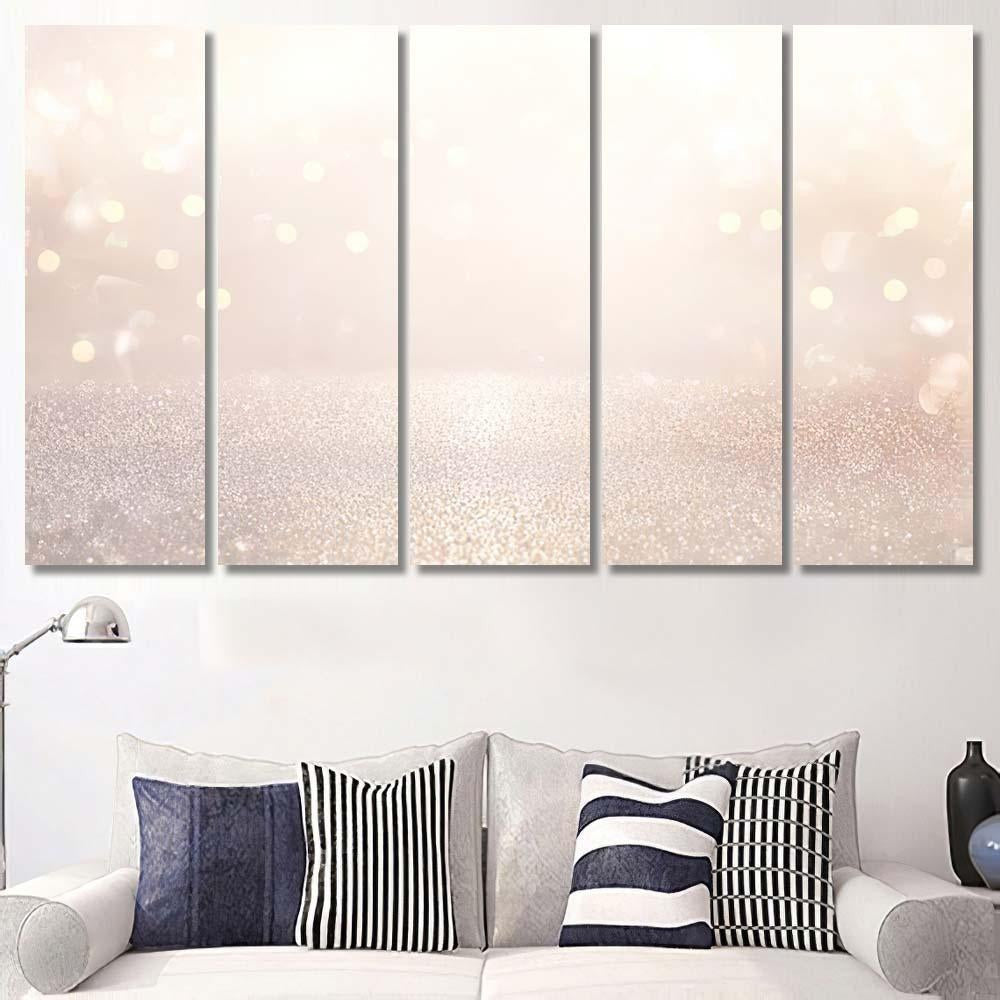 Glitter Vintage Lights Background Silver Light 5 Galaxy Sky and Space Multi Piece Panel Canvas Home Decor Housewarming Gift Ideas Poster Canvas Gallery Prints