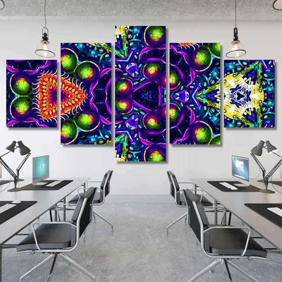 Psychedelic Ornament Surrealism Bright Neon Planet 1 Galaxy Sky and Space Multi Piece Panel Canvas Home Decor Housewarming Gift Ideas Poster Canvas Gallery Prints