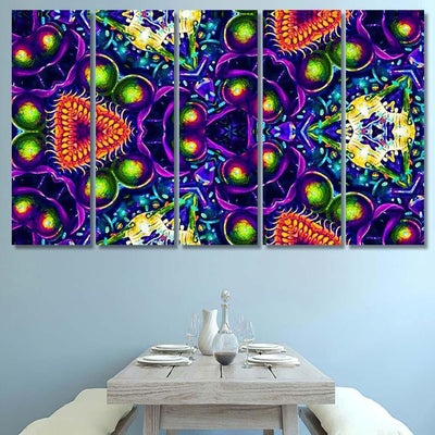 Psychedelic Ornament Surrealism Bright Neon Planet 1 Galaxy Sky and Space Multi Piece Panel Canvas Home Decor Housewarming Gift Ideas Poster Canvas Gallery Prints