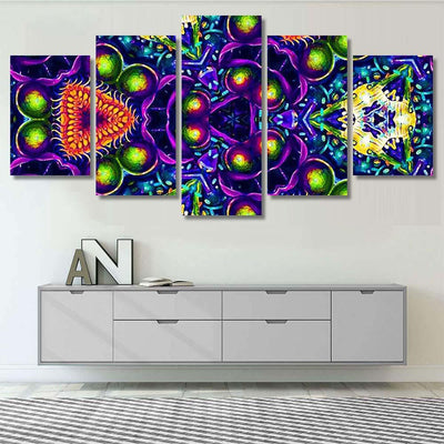 Psychedelic Ornament Surrealism Bright Neon Planet 1 Galaxy Sky and Space Multi Piece Panel Canvas Home Decor Housewarming Gift Ideas Poster Canvas Gallery Prints