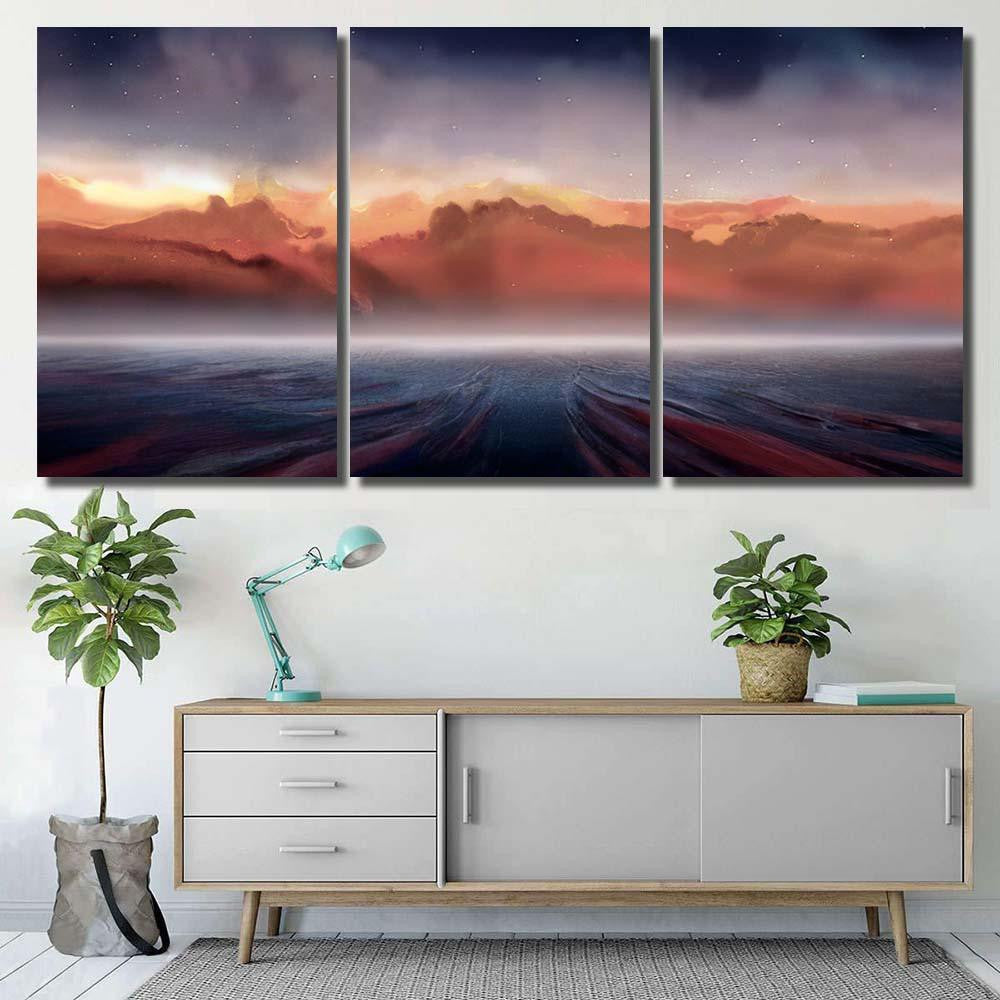 Illustration Alien Planet Galaxy Background Galaxy Sky and Space Multi Piece Panel Canvas Home Decor Housewarming Gift Ideas Poster Canvas Gallery Prints