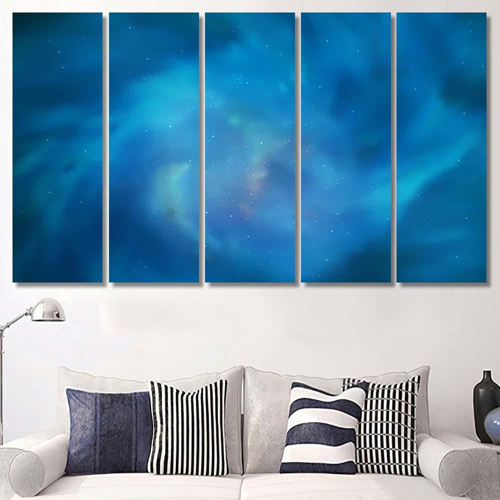 Light Blue Vector Pattern Night Sky Galaxy Sky and Space Multi Piece Panel Canvas Home Decor Housewarming Gift Ideas Poster Canvas Gallery Prints