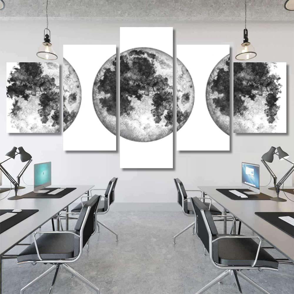 Moon Phases Isolated On White Background 1 Galaxy Sky and Space Multi Piece Panel Canvas Home Decor Housewarming Gift Ideas Poster Canvas Gallery Prints
