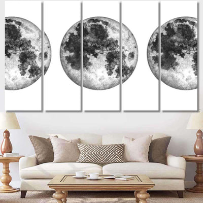 Moon Phases Isolated On White Background 1 Galaxy Sky and Space Multi Piece Panel Canvas Home Decor Housewarming Gift Ideas Poster Canvas Gallery Prints