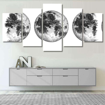 Moon Phases Isolated On White Background 1 Galaxy Sky and Space Multi Piece Panel Canvas Home Decor Housewarming Gift Ideas Poster Canvas Gallery Prints
