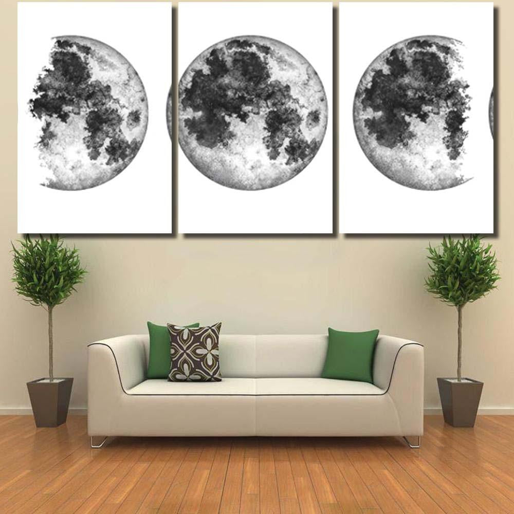 Moon Phases Isolated On White Background 1 Galaxy Sky and Space Multi Piece Panel Canvas Home Decor Housewarming Gift Ideas Poster Canvas Gallery Prints