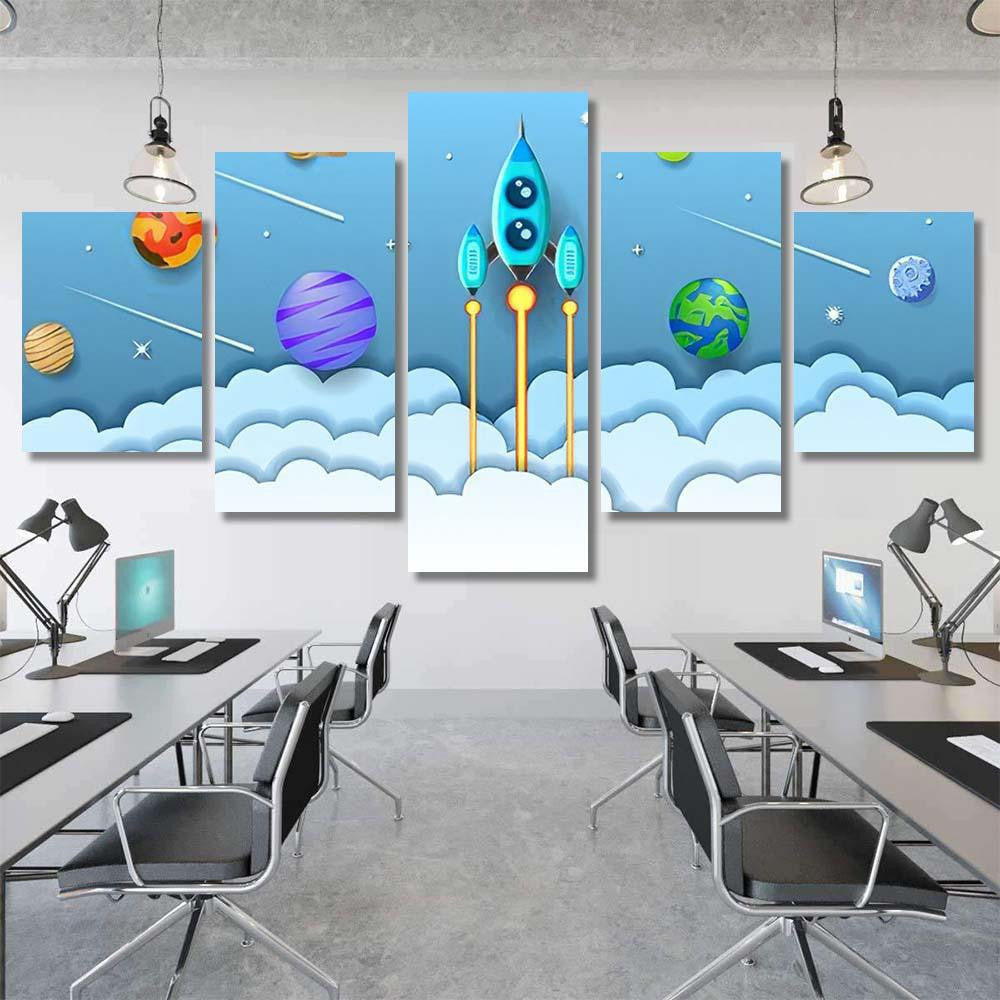 Space Planet Galaxy Universe Background Vector Galaxy Sky and Space Multi Piece Panel Canvas Home Decor Housewarming Gift Ideas Poster Canvas Gallery Prints