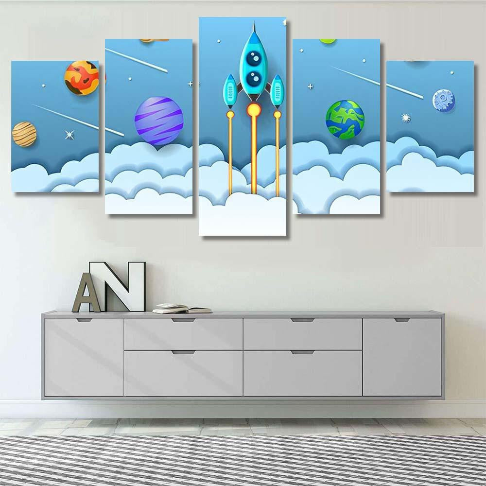 Space Planet Galaxy Universe Background Vector Galaxy Sky and Space Multi Piece Panel Canvas Home Decor Housewarming Gift Ideas Poster Canvas Gallery Prints