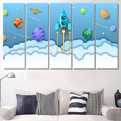 Space Planet Galaxy Universe Background Vector Galaxy Sky and Space Multi Piece Panel Canvas Home Decor Housewarming Gift Ideas Poster Canvas Gallery Prints