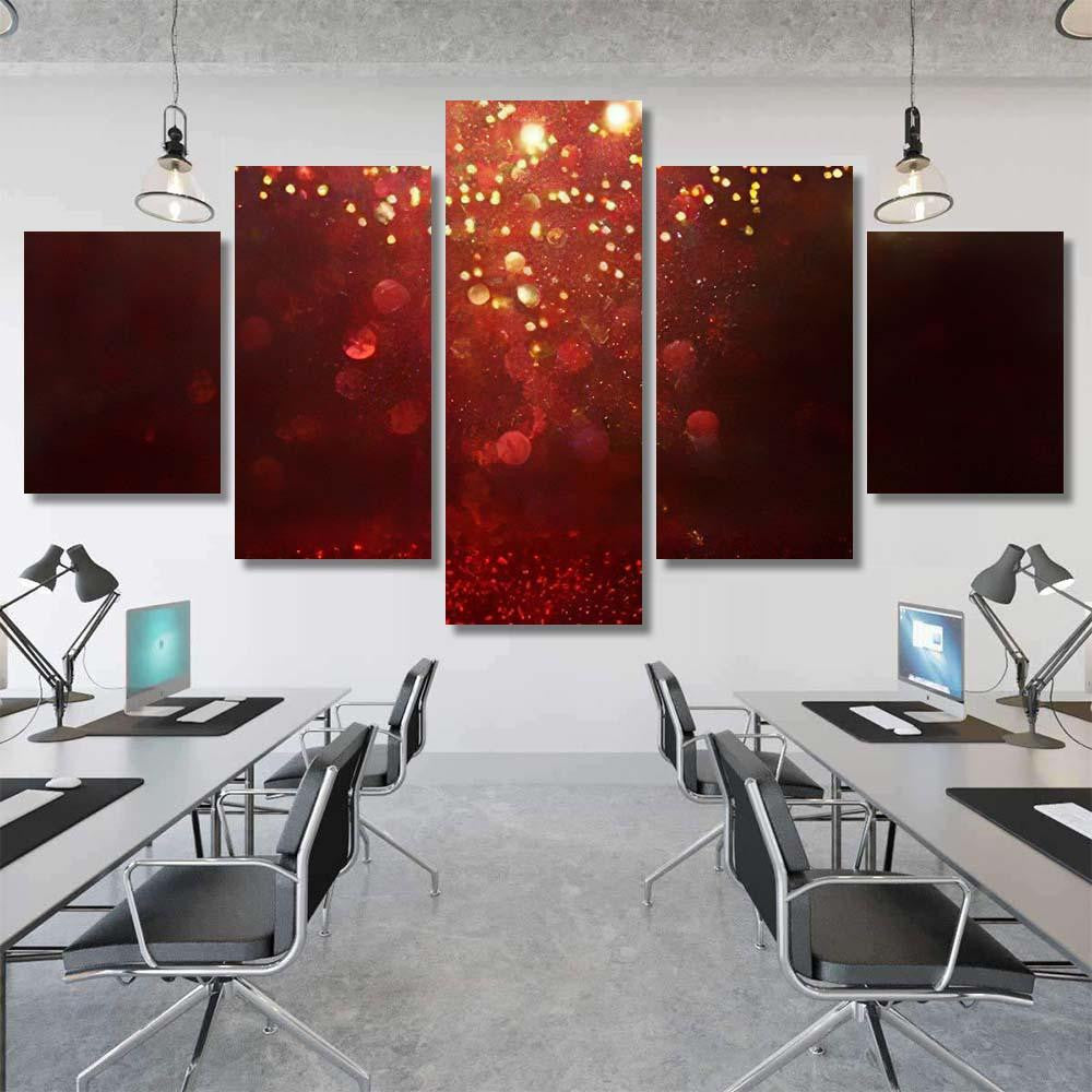 Red Black Gold Glitter Vintage Lights 1 Galaxy Sky and Space Multi Piece Panel Canvas Home Decor Housewarming Gift Ideas Poster Canvas Gallery Prints