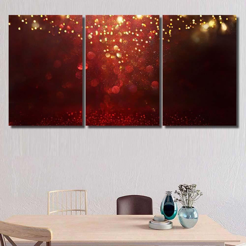 Red Black Gold Glitter Vintage Lights 1 Galaxy Sky and Space Multi Piece Panel Canvas Home Decor Housewarming Gift Ideas Poster Canvas Gallery Prints
