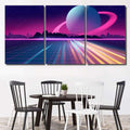 Retro Futuristic Background 1980S Style 3D 7 Galaxy Sky and Space Multi Piece Panel Canvas Home Decor Housewarming Gift Ideas Poster Canvas Gallery Prints