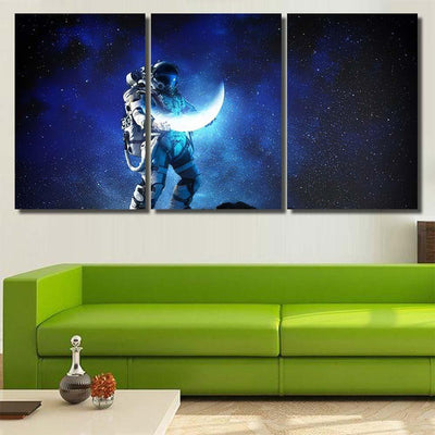 Spaceman Carrying His Mission Mixed Medi A1 Galaxy Sky and Space Multi Piece Panel Canvas Home Decor Housewarming Gift Ideas Poster Canvas Gallery Prints