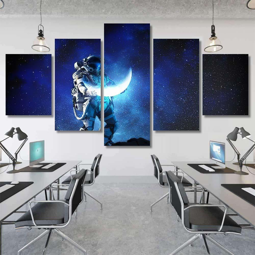 Spaceman Carrying His Mission Mixed Medi A1 Galaxy Sky and Space Multi Piece Panel Canvas Home Decor Housewarming Gift Ideas Poster Canvas Gallery Prints
