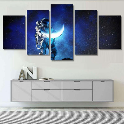 Spaceman Carrying His Mission Mixed Medi A1 Galaxy Sky and Space Multi Piece Panel Canvas Home Decor Housewarming Gift Ideas Poster Canvas Gallery Prints