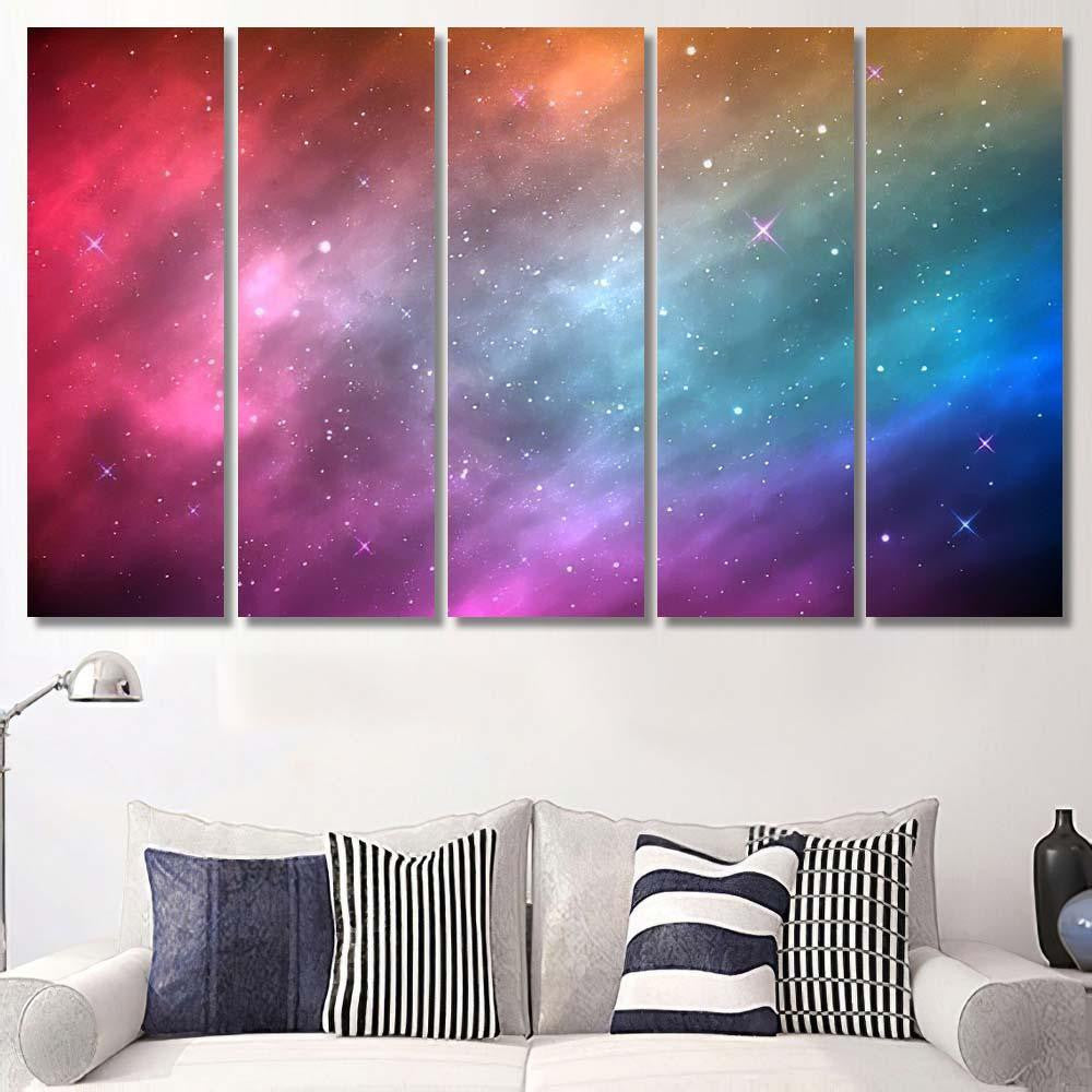 Space Background Color Nebula Shining Stars Galaxy Sky and Space Multi Piece Panel Canvas Home Decor Housewarming Gift Ideas Poster Canvas Gallery Prints