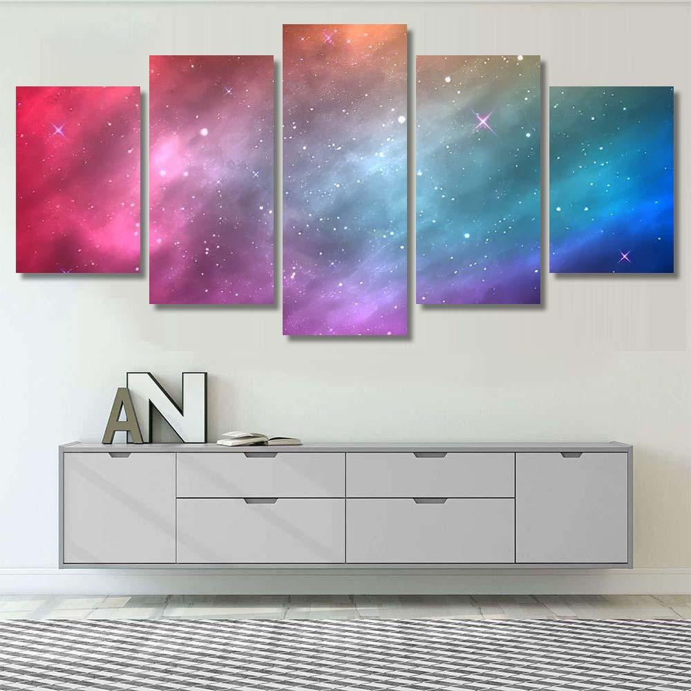 Space Background Color Nebula Shining Stars Galaxy Sky and Space Multi Piece Panel Canvas Home Decor Housewarming Gift Ideas Poster Canvas Gallery Prints