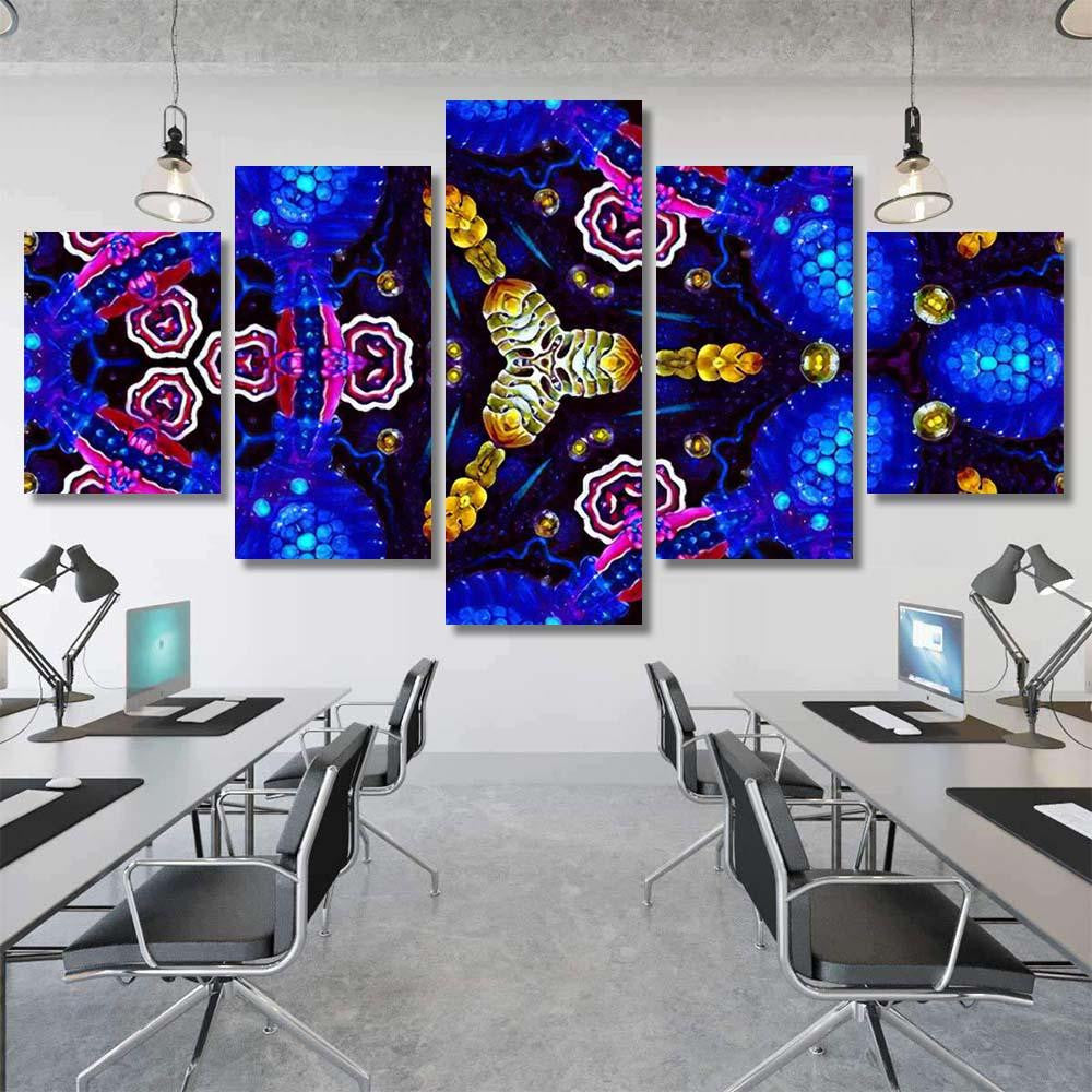 Psychedelic Ornament Surrealism Bright Neon Planet Galaxy Sky and Space Multi Piece Panel Canvas Home Decor Housewarming Gift Ideas Poster Canvas Gallery Prints