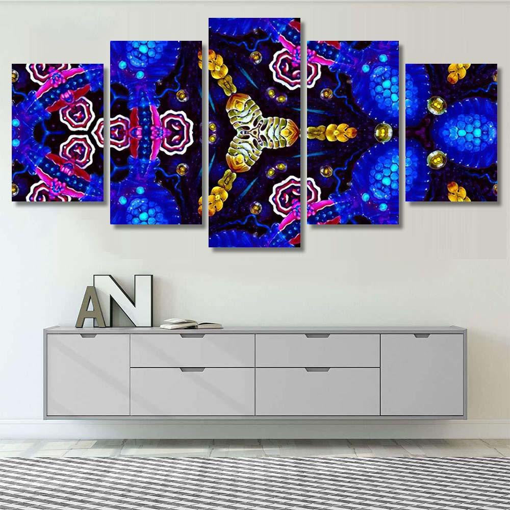Psychedelic Ornament Surrealism Bright Neon Planet Galaxy Sky and Space Multi Piece Panel Canvas Home Decor Housewarming Gift Ideas Poster Canvas Gallery Prints