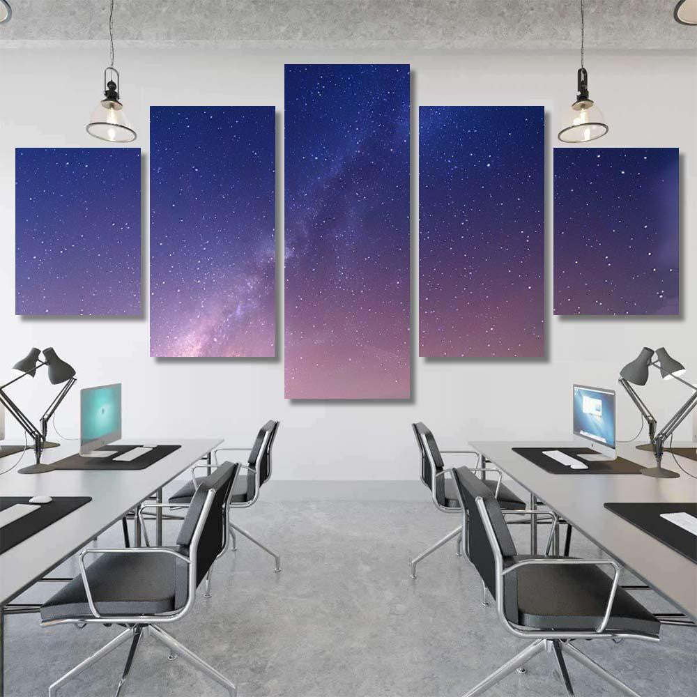 Landscape Gradient Blue Purple Milky Way 1 Galaxy Sky and Space Multi Piece Panel Canvas Home Decor Housewarming Gift Ideas Poster Canvas Gallery Prints