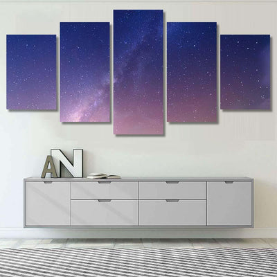 Landscape Gradient Blue Purple Milky Way 1 Galaxy Sky and Space Multi Piece Panel Canvas Home Decor Housewarming Gift Ideas Poster Canvas Gallery Prints