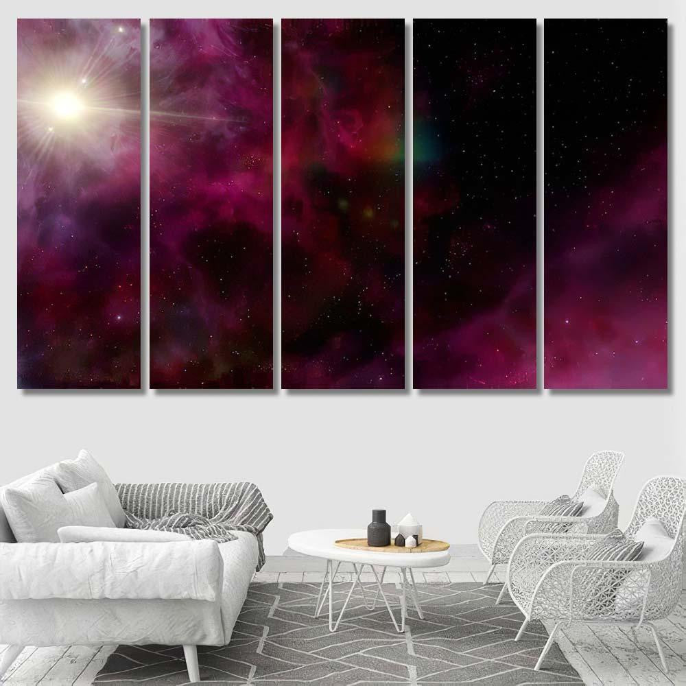 Light Purple Fantastic Nebula Galaxy 3D 2 Galaxy Sky and Space Multi Piece Panel Canvas Home Decor Housewarming Gift Ideas Poster Canvas Gallery Prints