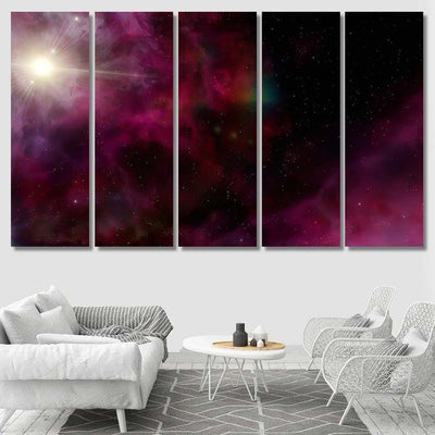 Light Purple Fantastic Nebula Galaxy 3D 2 Galaxy Sky and Space Multi Piece Panel Canvas Home Decor Housewarming Gift Ideas Poster Canvas Gallery Prints