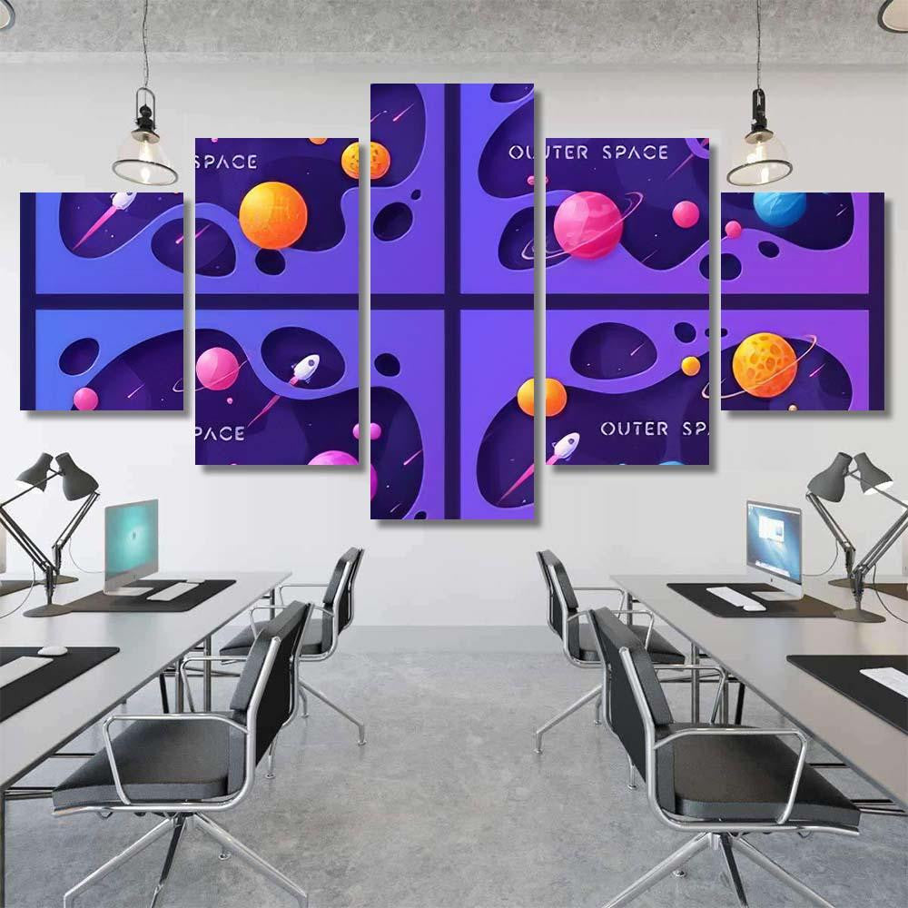 Set Colorful Cartoon Outer Space Backgrounds Galaxy Sky and Space Multi Piece Panel Canvas Home Decor Housewarming Gift Ideas Poster Canvas Gallery Prints