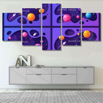 Set Colorful Cartoon Outer Space Backgrounds Galaxy Sky and Space Multi Piece Panel Canvas Home Decor Housewarming Gift Ideas Poster Canvas Gallery Prints