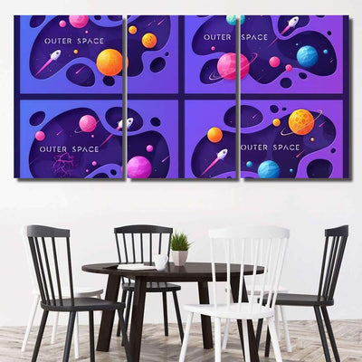 Set Colorful Cartoon Outer Space Backgrounds Galaxy Sky and Space Multi Piece Panel Canvas Home Decor Housewarming Gift Ideas Poster Canvas Gallery Prints