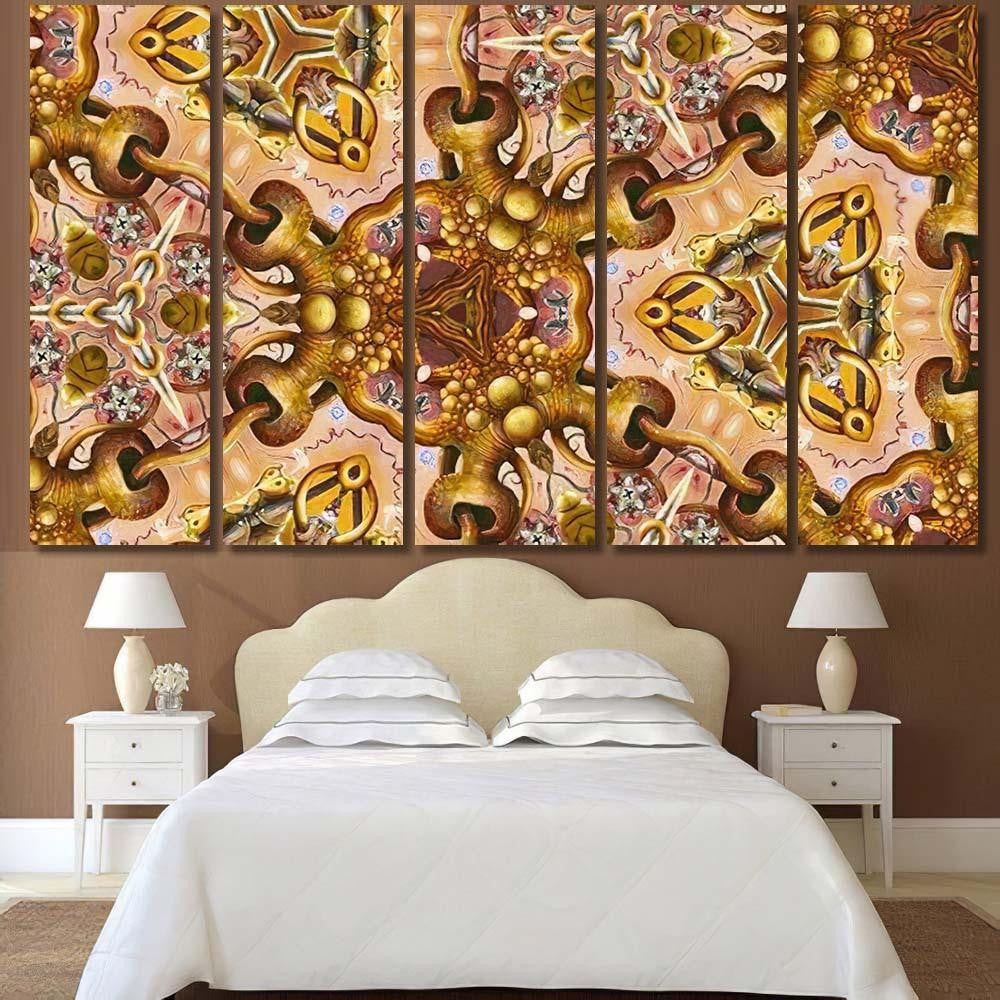 Psychedelic Ornament Surrealism Bright Neon Shape Galaxy Sky and Space Multi Piece Panel Canvas Home Decor Housewarming Gift Ideas Poster Canvas Gallery Prints