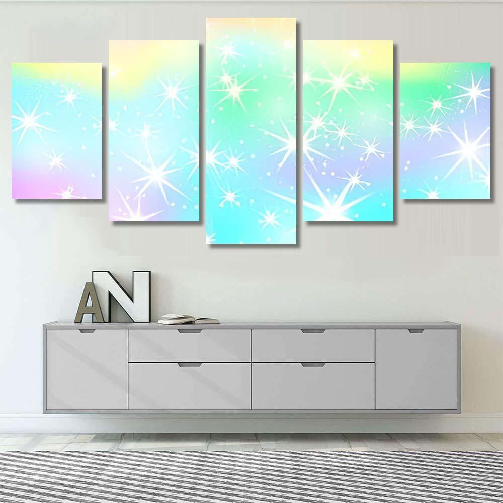 Rainbow Galaxy Unicorn Seamless Pattern Fantasy Galaxy Sky and Space Multi Piece Panel Canvas Home Decor Housewarming Gift Ideas Poster Canvas Gallery Prints