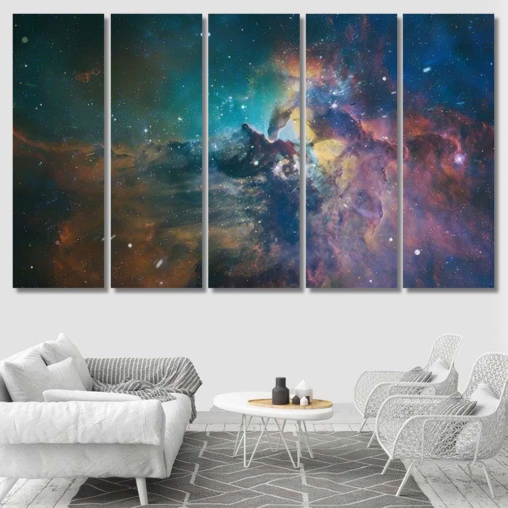 Space Background Elements This 1 Galaxy Sky and Space Multi Piece Panel Canvas Home Decor Housewarming Gift Ideas Poster Canvas Gallery Prints