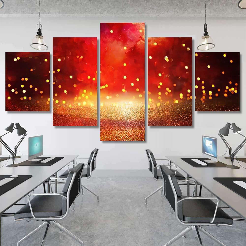 Red Black Gold Glitter Vintage Lights 1  1 Galaxy Sky and Space Multi Piece Panel Canvas Home Decor Housewarming Gift Ideas Poster Canvas Gallery Prints