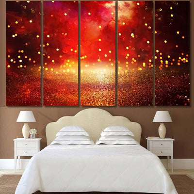 Red Black Gold Glitter Vintage Lights 1  1 Galaxy Sky and Space Multi Piece Panel Canvas Home Decor Housewarming Gift Ideas Poster Canvas Gallery Prints