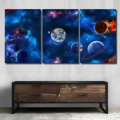 Space Scene Planets Stars Galaxies Height 1 Galaxy Sky and Space Multi Piece Panel Canvas Home Decor Housewarming Gift Ideas Poster Canvas Gallery Prints