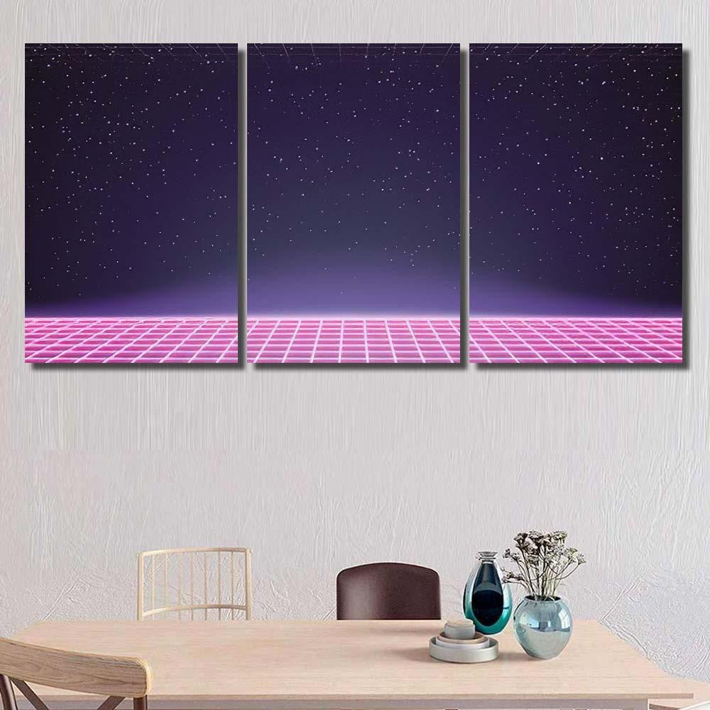 Laser Grid Deep Space Retro Futuristic Galaxy Sky and Space Multi Piece Panel Canvas Home Decor Housewarming Gift Ideas Poster Canvas Gallery Prints