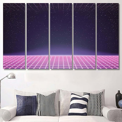 Laser Grid Deep Space Retro Futuristic Galaxy Sky and Space Multi Piece Panel Canvas Home Decor Housewarming Gift Ideas Poster Canvas Gallery Prints