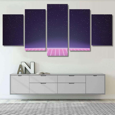 Laser Grid Deep Space Retro Futuristic Galaxy Sky and Space Multi Piece Panel Canvas Home Decor Housewarming Gift Ideas Poster Canvas Gallery Prints