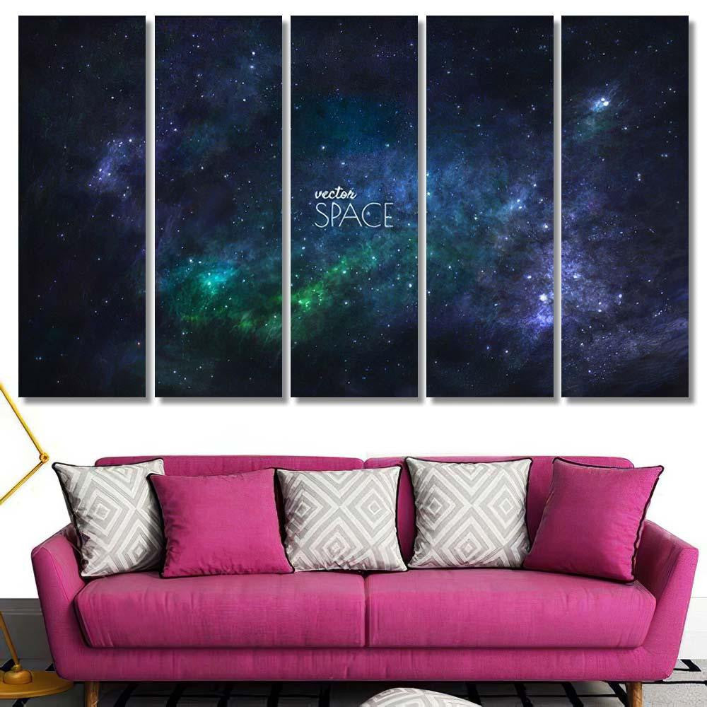 Space Galaxy Background Nebula Stardust Bright 1 Galaxy Sky and Space Multi Piece Panel Canvas Home Decor Housewarming Gift Ideas Poster Canvas Gallery Prints