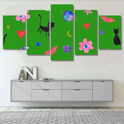 Hand Abstract Watercolor Cats Planets 14 Galaxy Sky and Space Multi Piece Panel Canvas Home Decor Housewarming Gift Ideas Poster Canvas Gallery Prints