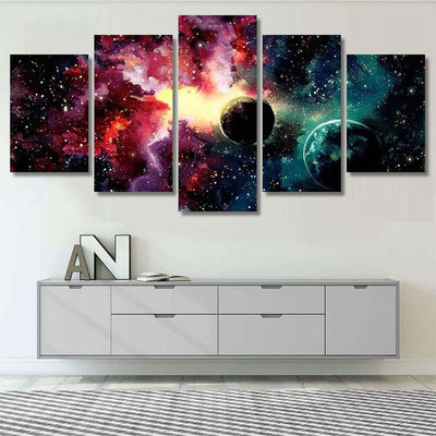 Hand Drawn Watercolor Illustration Shine Starry Galaxy Sky and Space Multi Piece Panel Canvas Home Decor Housewarming Gift Ideas Poster Canvas Gallery Prints