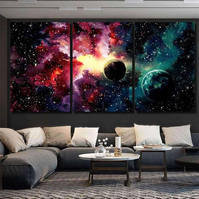 Hand Drawn Watercolor Illustration Shine Starry Galaxy Sky and Space Multi Piece Panel Canvas Home Decor Housewarming Gift Ideas Poster Canvas Gallery Prints