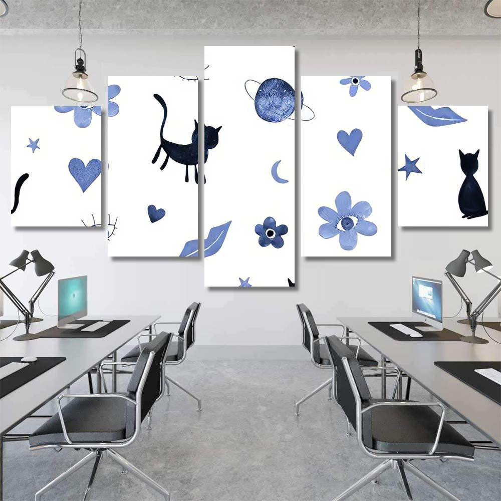 Hand Abstract Watercolor Cats Planets 15 Galaxy Sky and Space Multi Piece Panel Canvas Home Decor Housewarming Gift Ideas Poster Canvas Gallery Prints