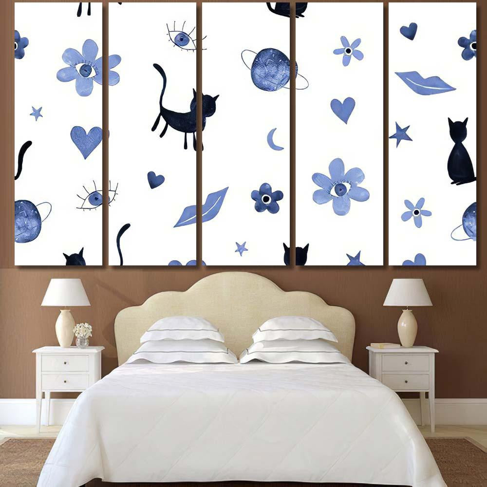 Hand Abstract Watercolor Cats Planets 15 Galaxy Sky and Space Multi Piece Panel Canvas Home Decor Housewarming Gift Ideas Poster Canvas Gallery Prints