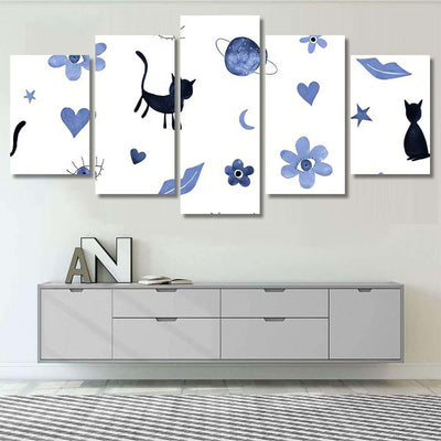 Hand Abstract Watercolor Cats Planets 15 Galaxy Sky and Space Multi Piece Panel Canvas Home Decor Housewarming Gift Ideas Poster Canvas Gallery Prints