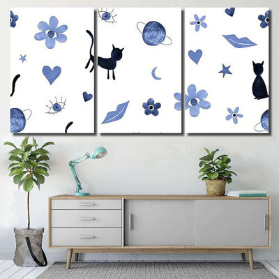 Hand Abstract Watercolor Cats Planets 15 Galaxy Sky and Space Multi Piece Panel Canvas Home Decor Housewarming Gift Ideas Poster Canvas Gallery Prints